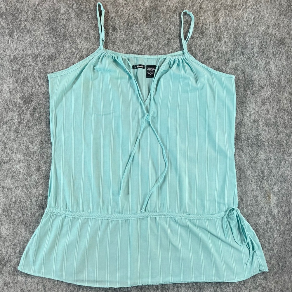 Maurices Cami Tank Top Women XL Light Blue Cotton Peplum Boho Peasant Y2K Airy - Picture 1 of 9